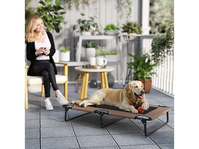 Letto per cani grandi pieghevole con tessuto a rete, 107x61x20cm, marrone