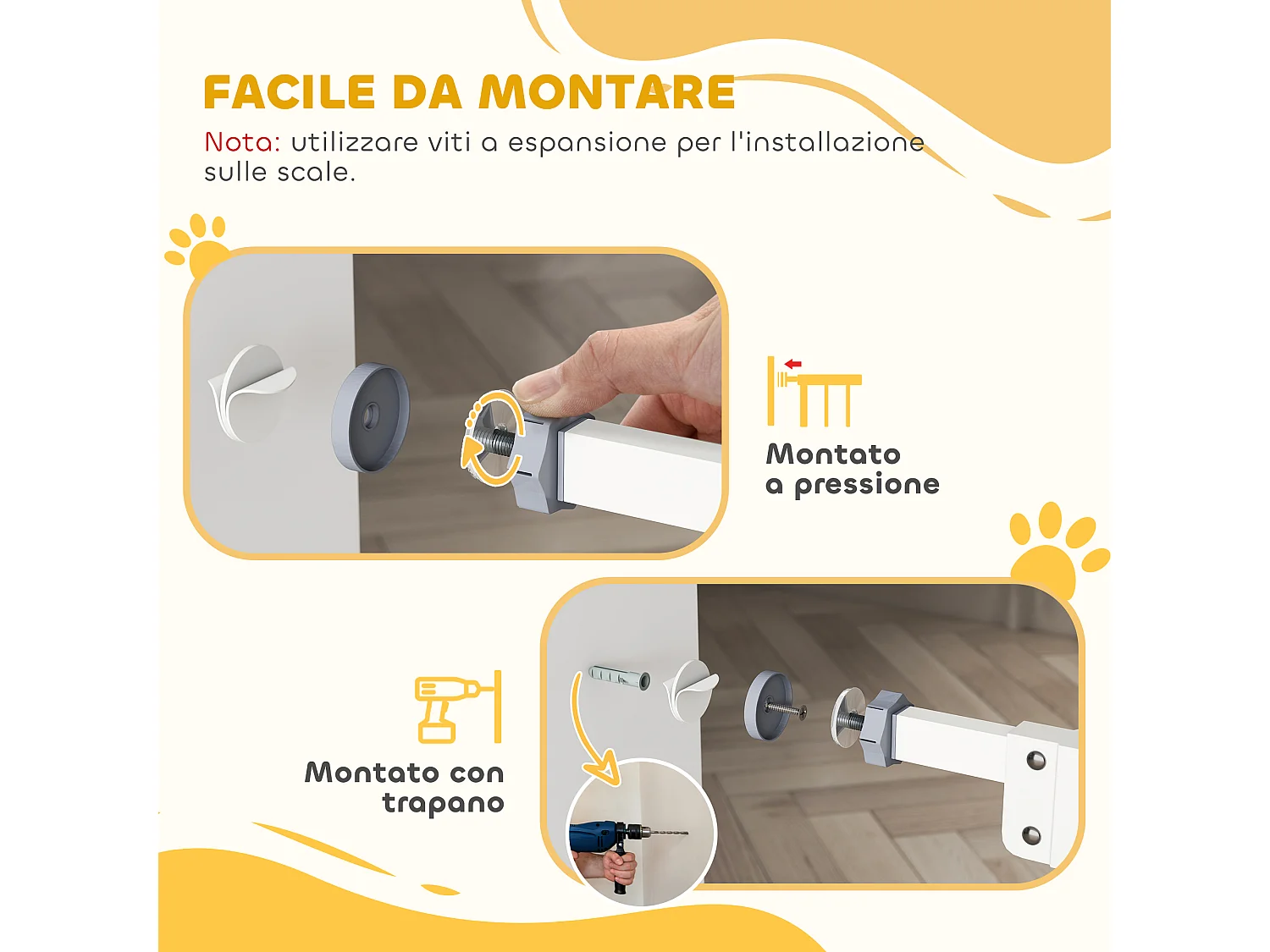 Cancellino per cani regolabile con 2 estensioni fino a 100 cm bianco