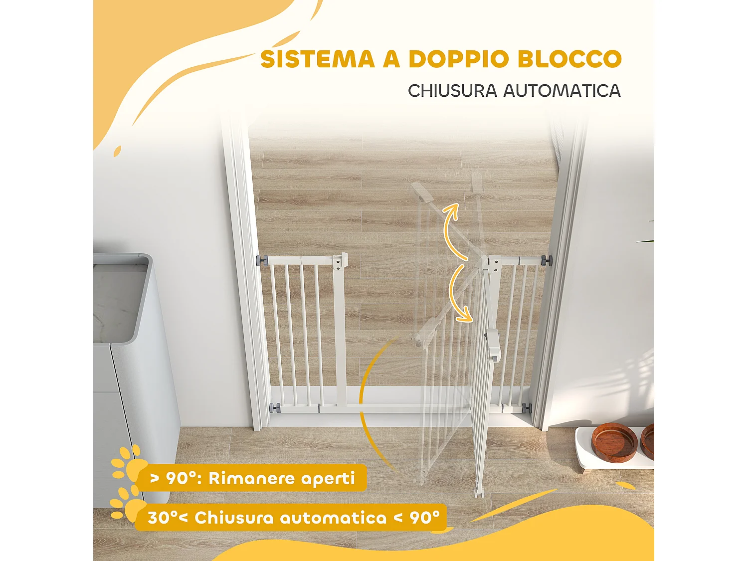 Cancellino per cani regolabile con 2 estensioni fino a 100 cm bianco