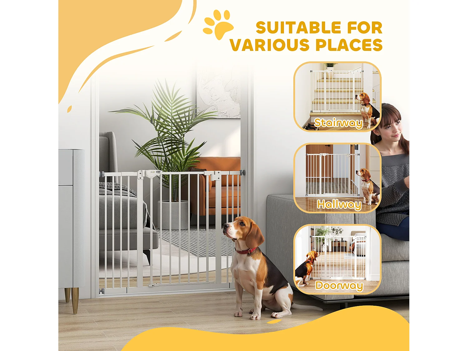 Cancellino per cani regolabile con 2 estensioni fino a 100 cm bianco