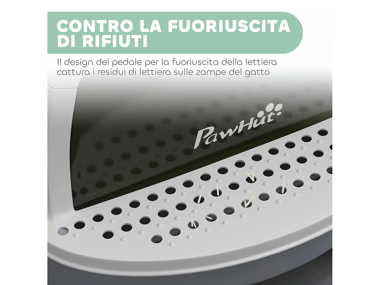 Lettiera per gatti chiusa con vassoio estraibile e paletta grigio