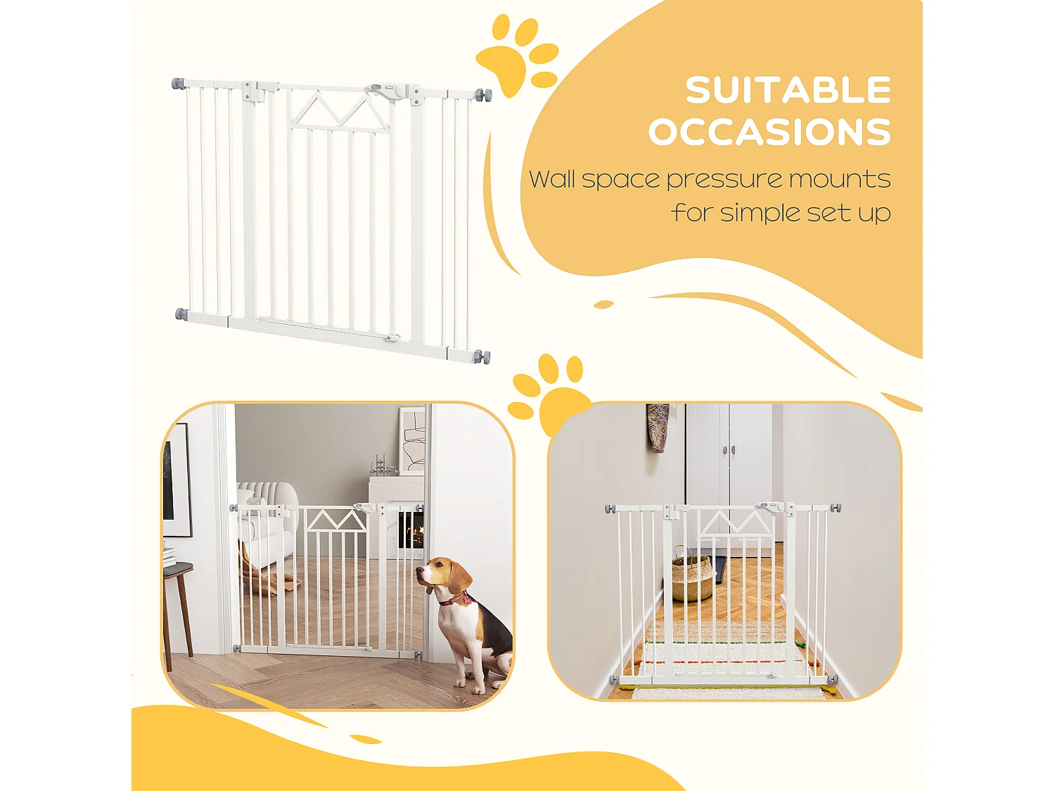 Cancellino per cani estensibile 74-100x76 cm in acciaio pa bianco