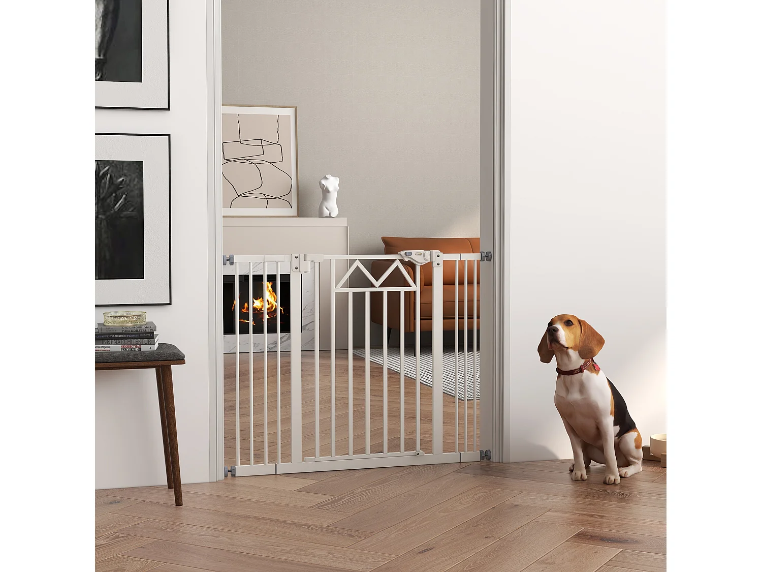 Cancellino per cani estensibile 74-100x76 cm in acciaio pa bianco