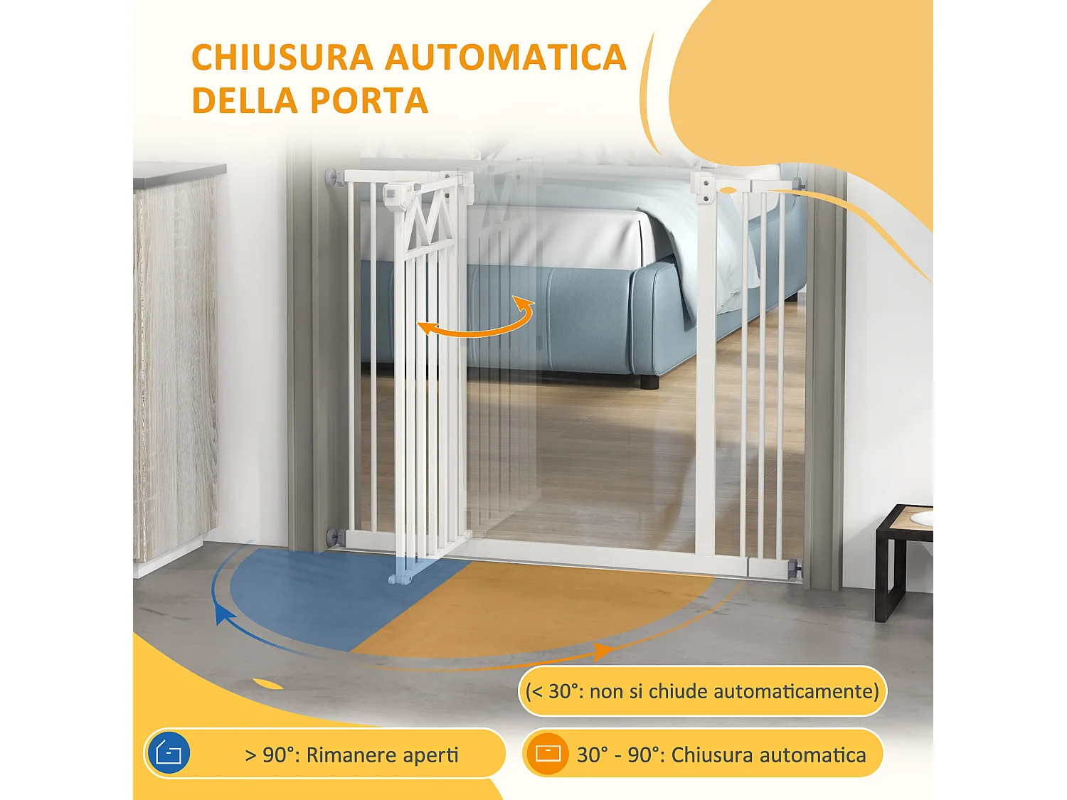 Cancellino per cani estensibile 74-100x76 cm in acciaio pa bianco