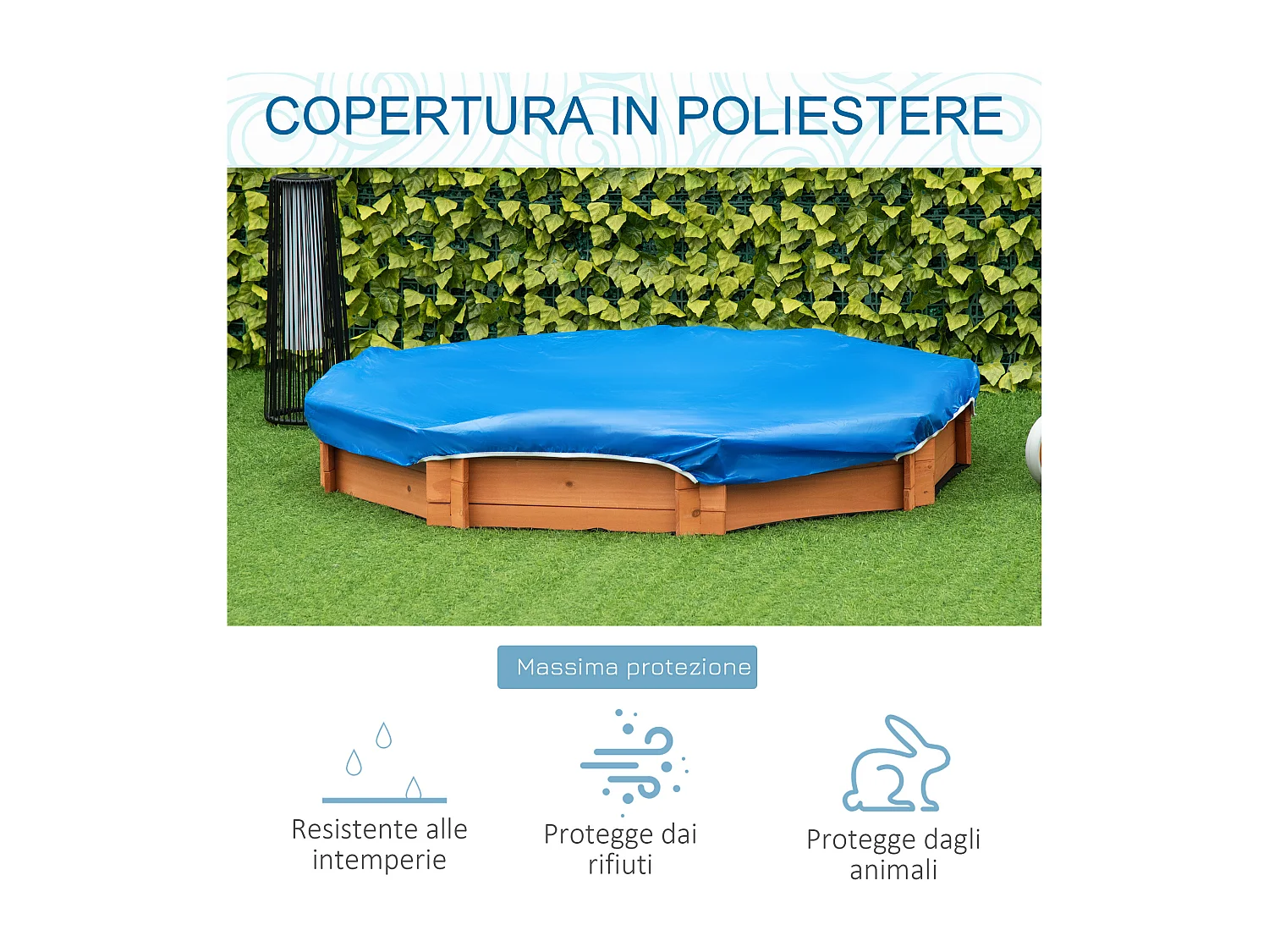 Sabbiera per bambini 3-8 anni in legno sedili e copertura