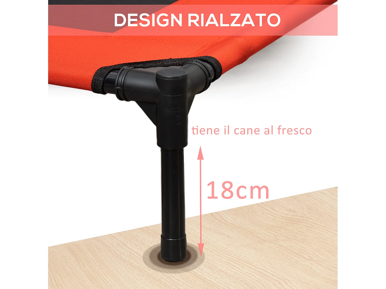 Lettino per cani grandi rialzato con tessuto a rete 91.5x76.2x18cm rosso