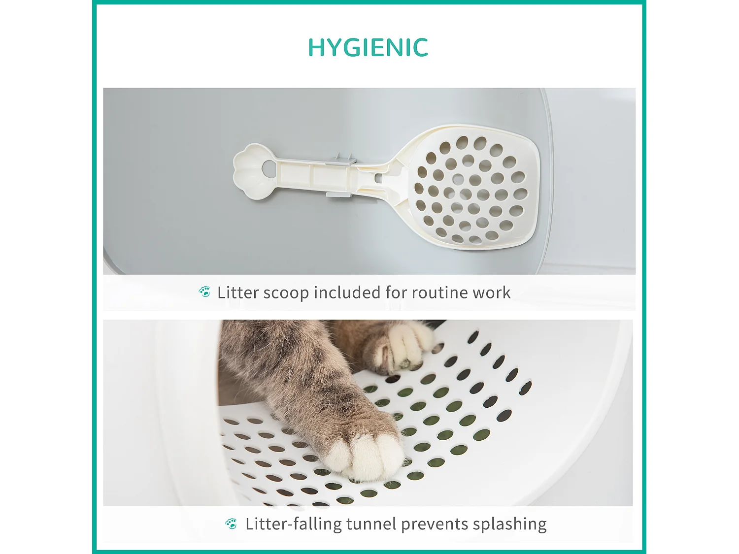 Lettiera per gatti apribile 55x40x39cm in pp con paletta inclusa