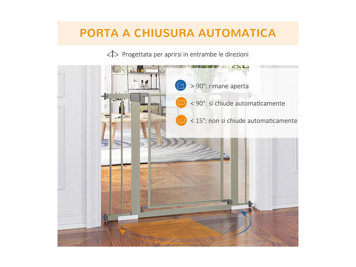 Cancellino per cani estensibile a pressione chiusura automatica grigio