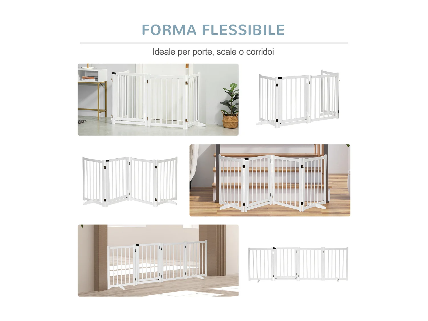 Cancellino pieghevole cani piccola/media taglia legno 237.5x36x80cm