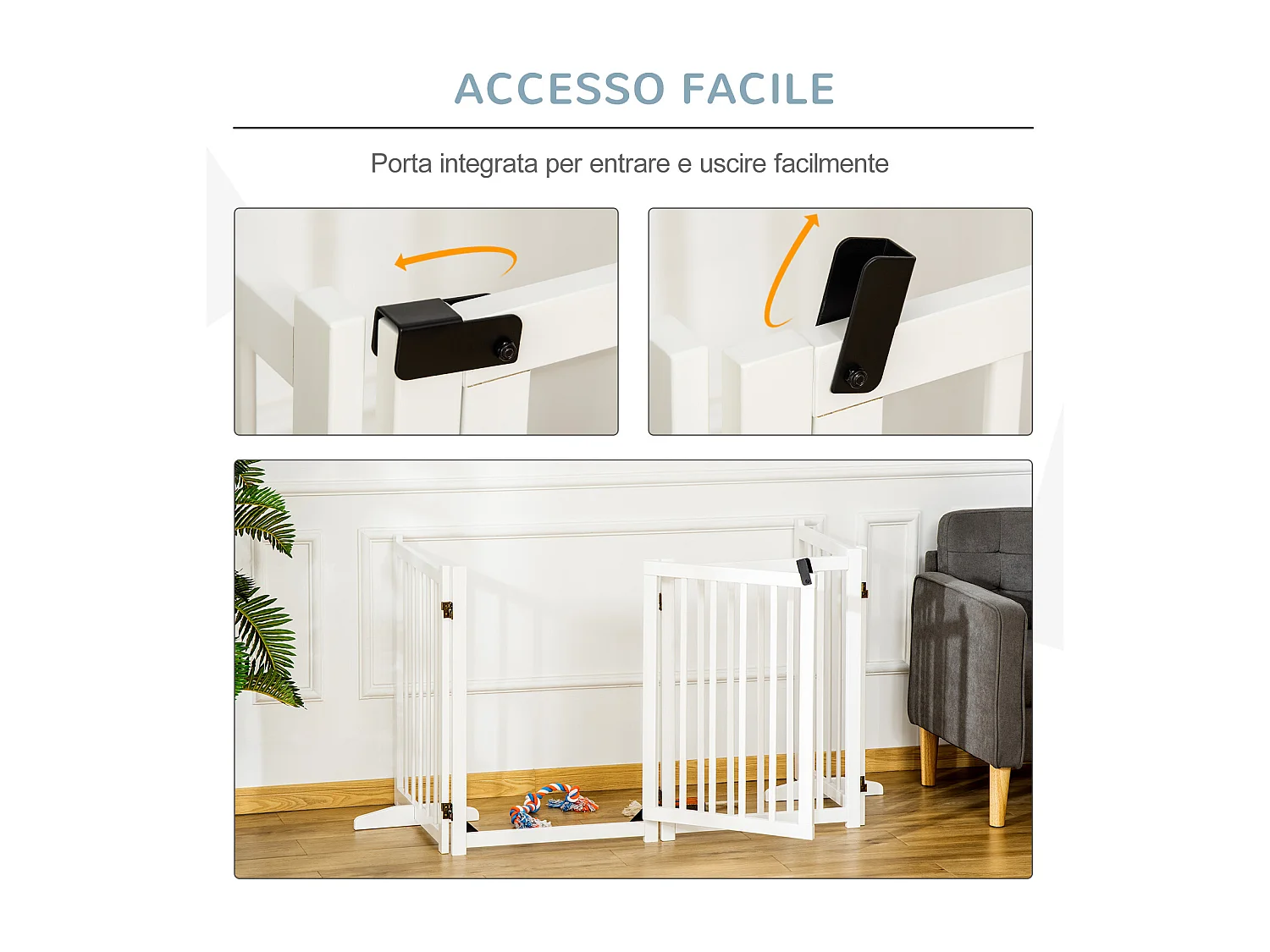 Cancellino pieghevole cani piccola/media taglia legno 237.5x36x80cm