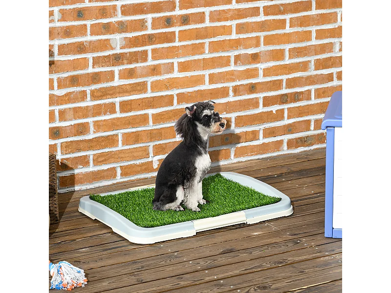 Lettiera per cani 3 strati con prato sintetico, griglia e vassoio