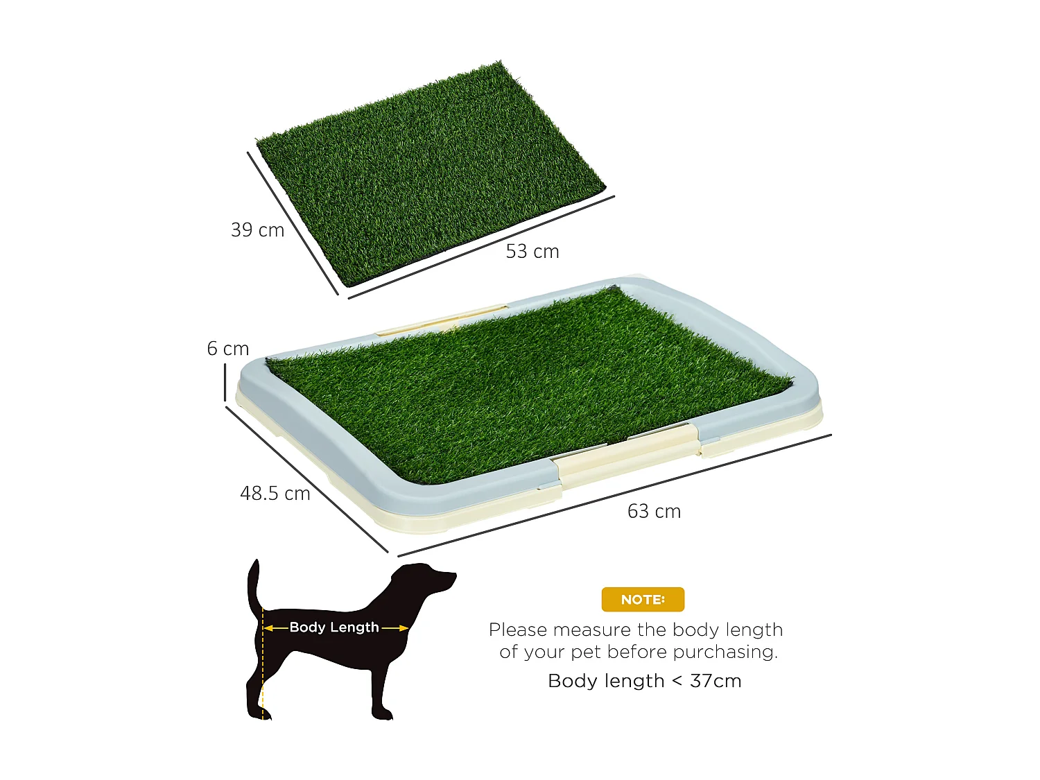 Lettiera per cani 3 strati con prato sintetico, griglia e vassoio