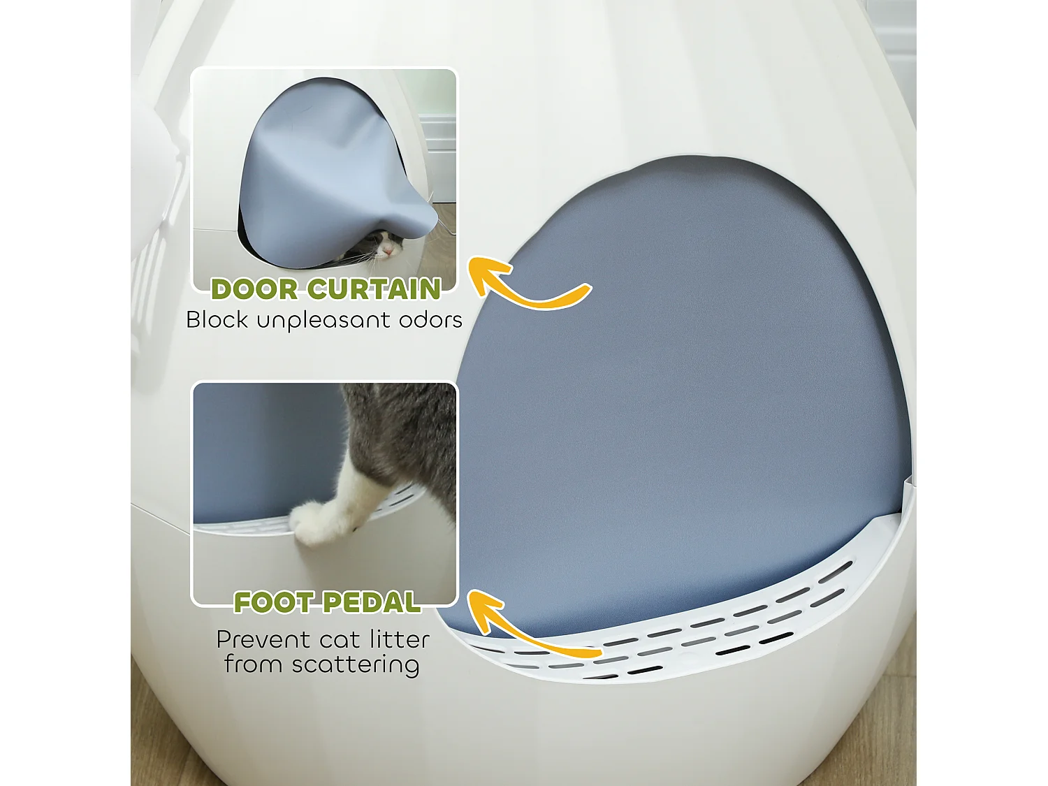 Lettiera per gatti antiodore a forma di vaso in abs e acciaio bianco