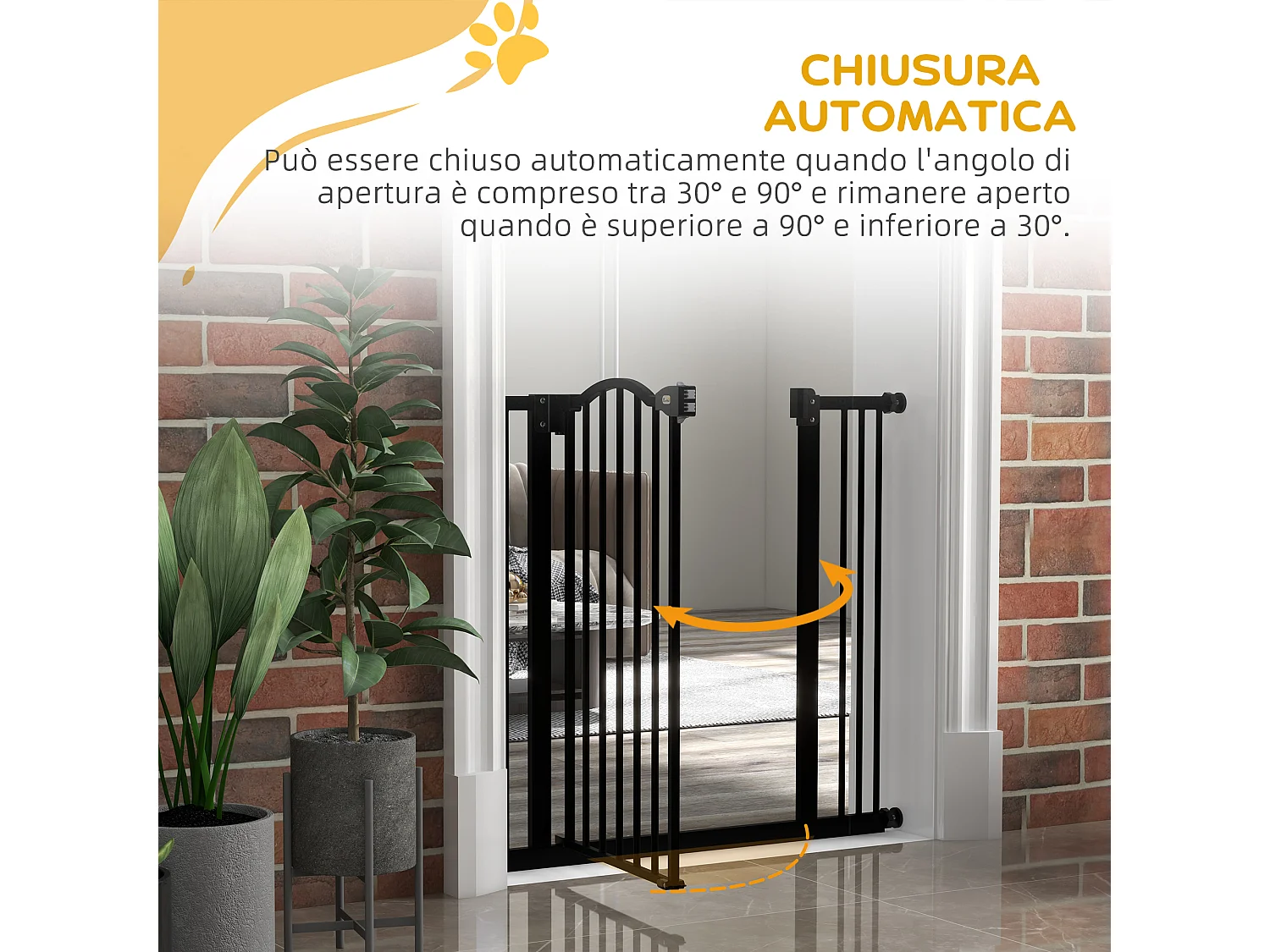 Cancelletto per cani estensibile a 2 blocchi e chiusura automatica nero