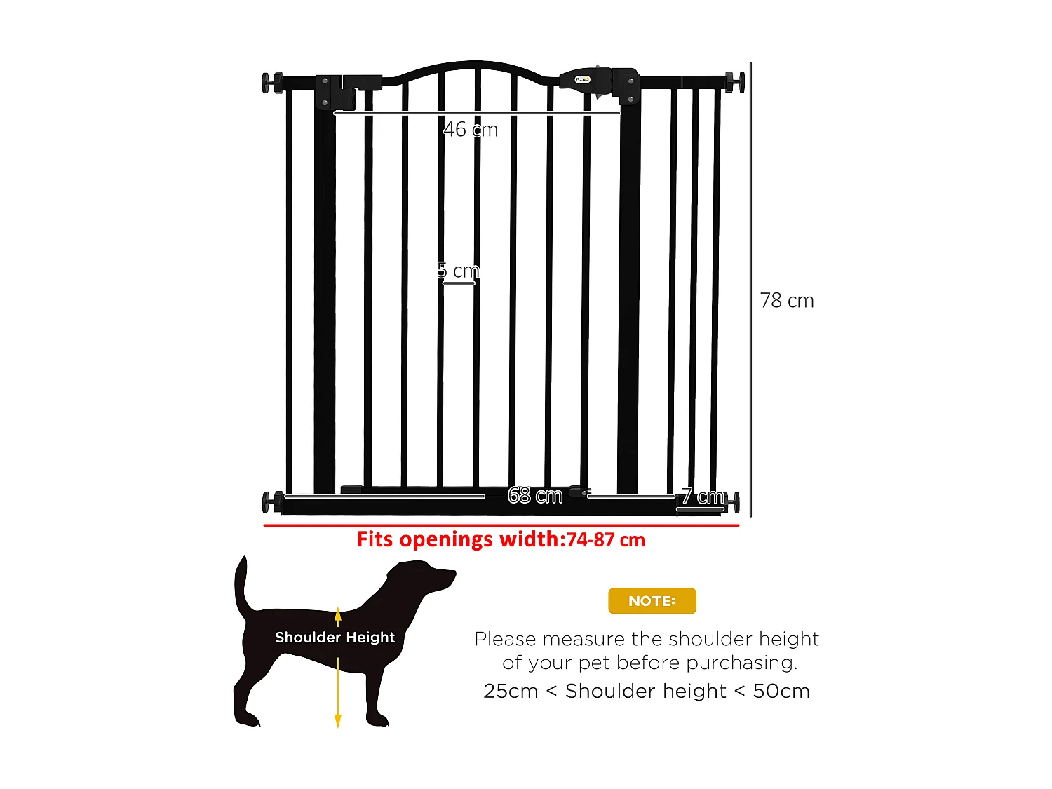 Cancelletto per cani estensibile a 2 blocchi e chiusura automatica nero