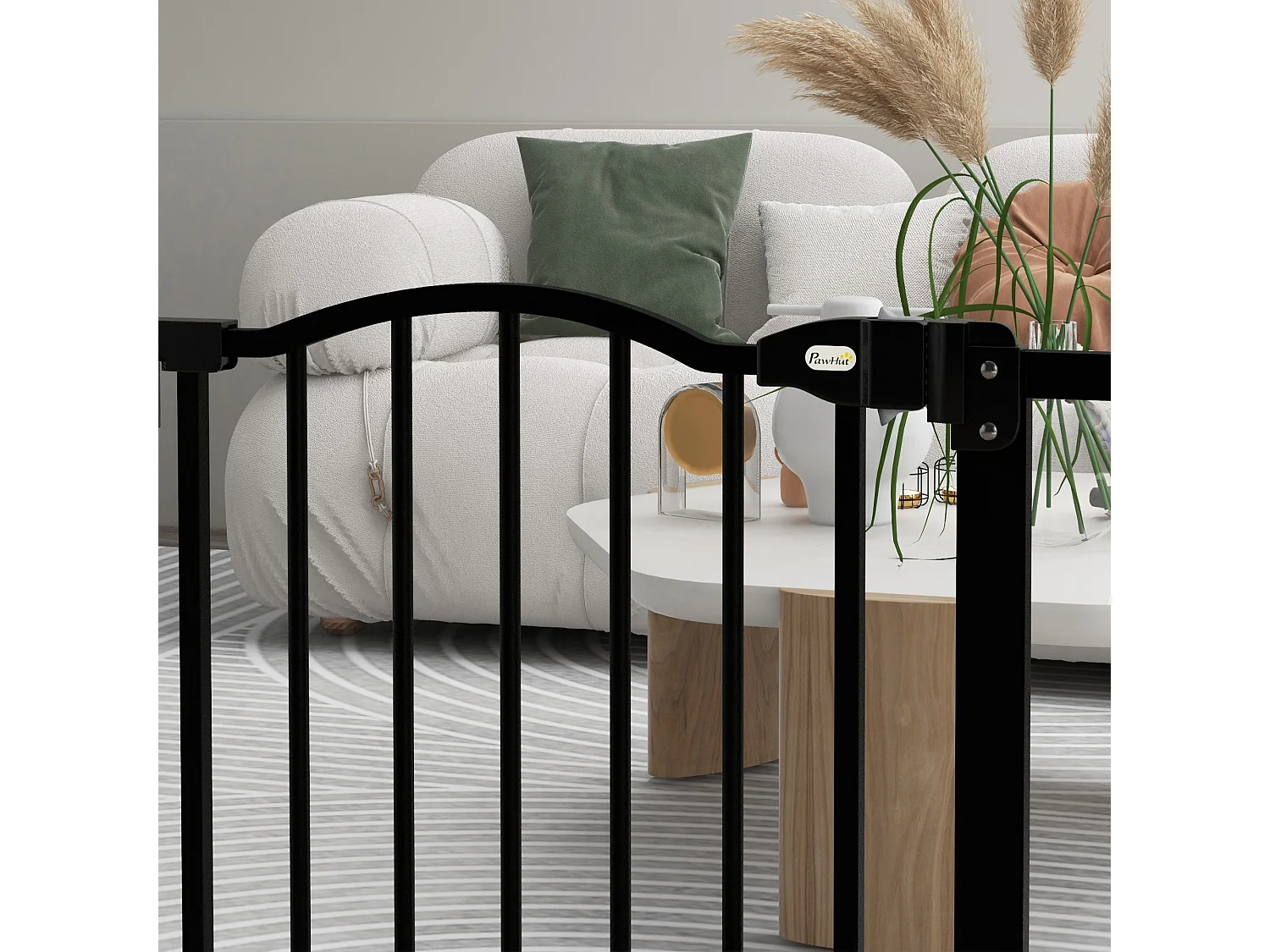 Cancelletto per cani estensibile a 2 blocchi e chiusura automatica nero