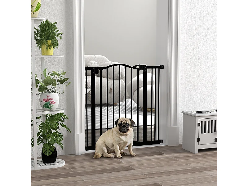 Cancelletto per cani estensibile a 2 blocchi e chiusura automatica nero