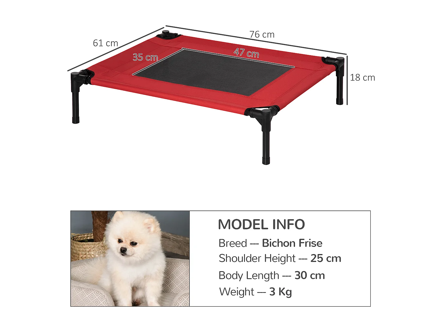 Cuccia estiva brandina per cani fino a 20kg da esterno e interno rossa