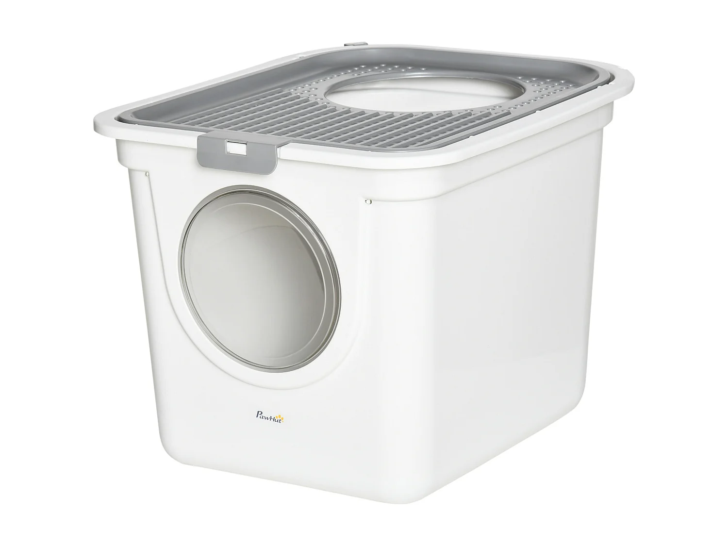 Lettiera per gatti chiusa a 2 ingressi con vassoio e paletta in pe bianco