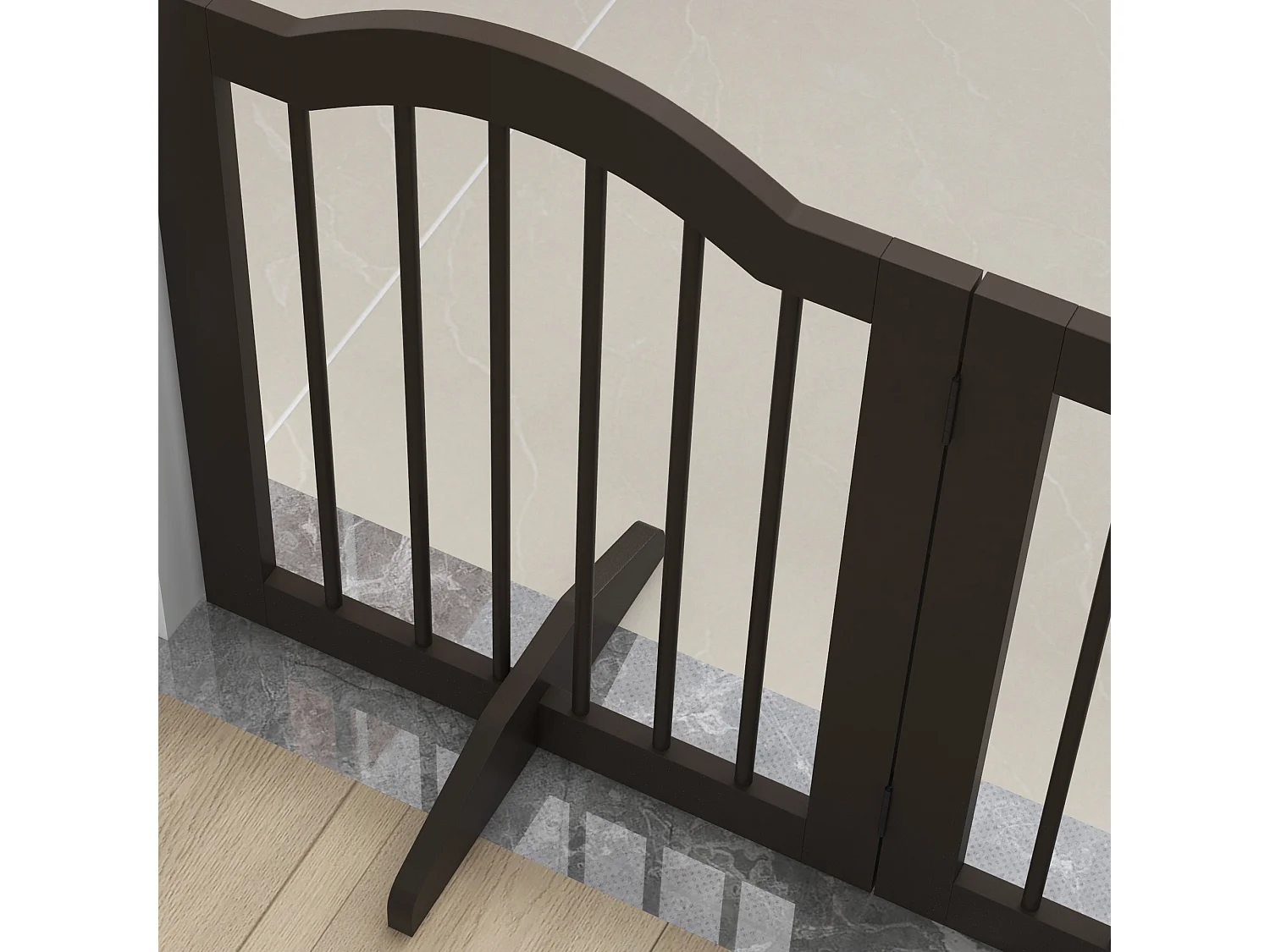 Cancellino per cani pieghevole a 3 sezioni legno 154.5x29.5x61cm caffè