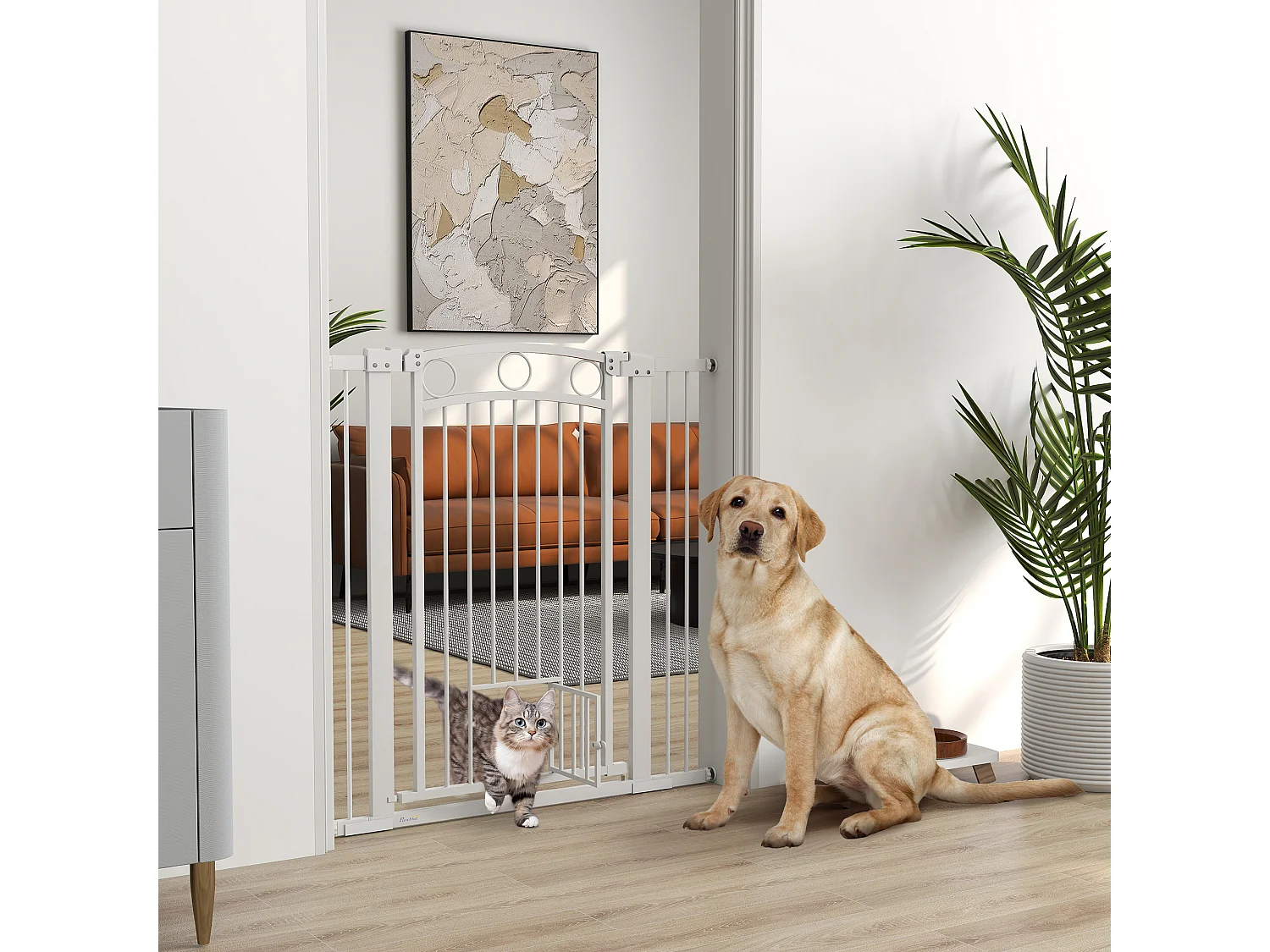 Cancellino per cani regolabile 76-104x106cm con 2 estensioni bianco