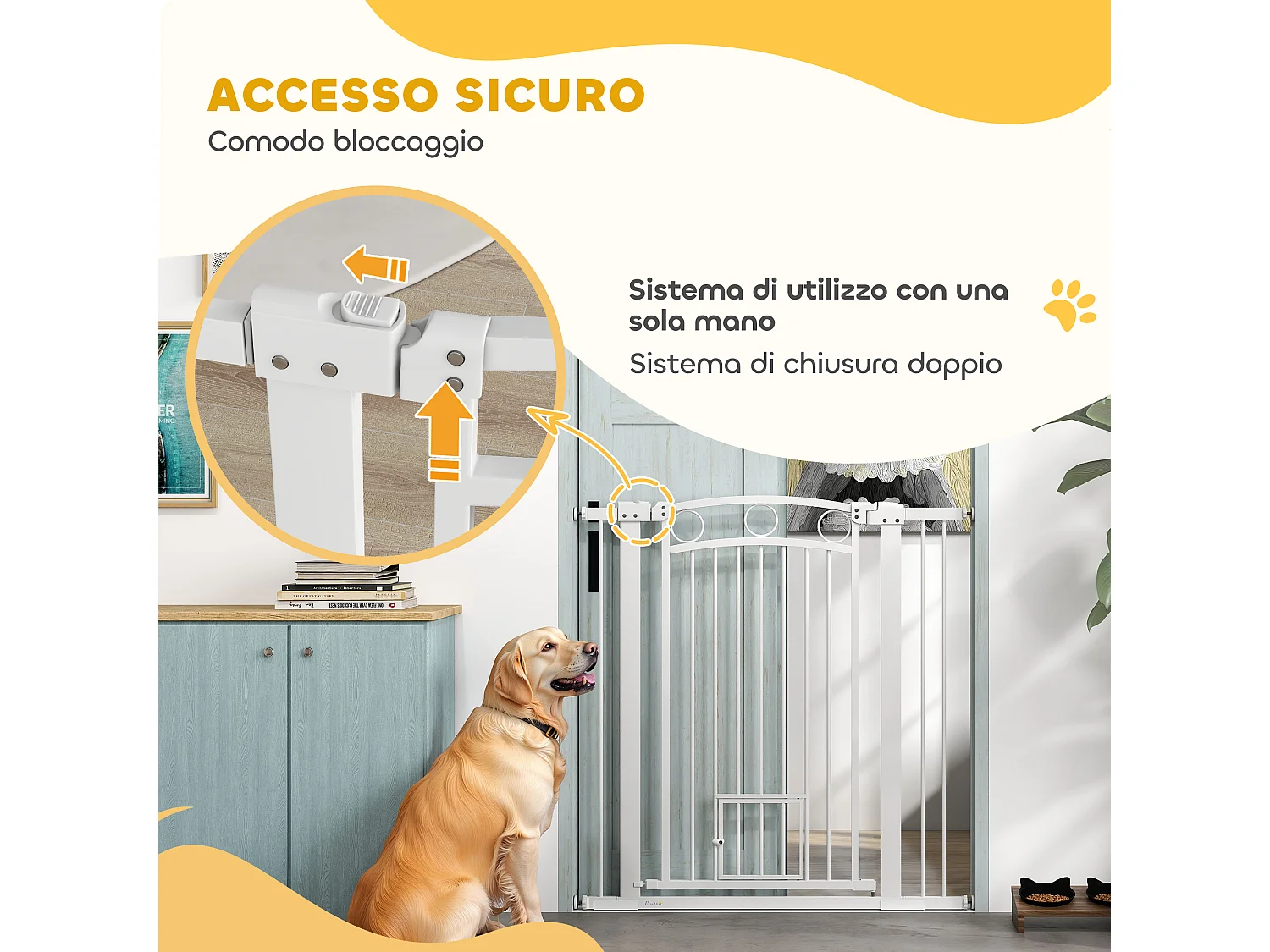 Cancellino per cani regolabile 76-104x106cm con 2 estensioni bianco