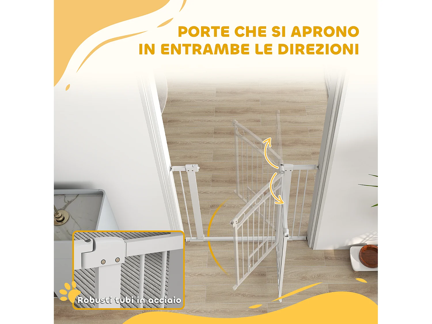 Cancellino per cani regolabile 76-104x106cm con 2 estensioni bianco