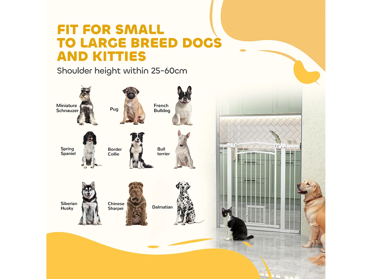 Cancellino per cani regolabile 76-104x106cm con 2 estensioni bianco