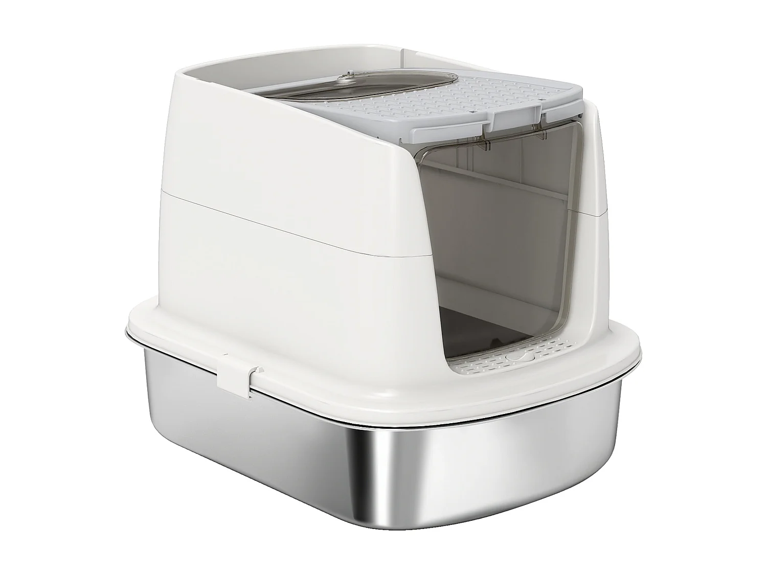 Lettiera per gatti a 2 ingressi con deodorante e paletta bianco