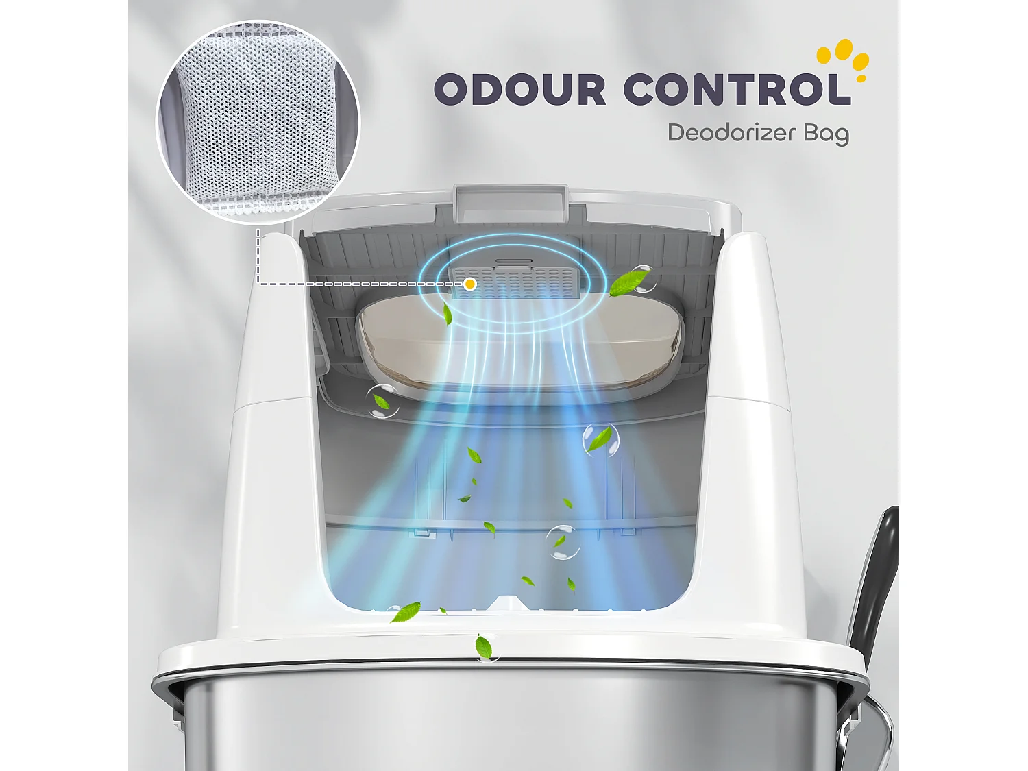 Lettiera per gatti a 2 ingressi con deodorante e paletta bianco