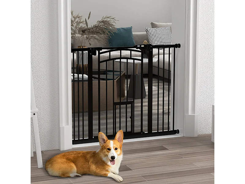 Cancellino per cani estensibile 74-100x76 cm in acciaio e pa nero