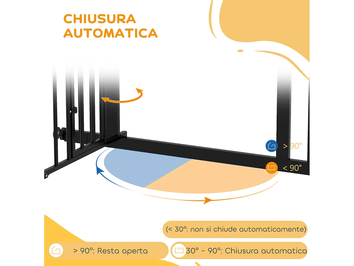 Cancellino per cani estensibile 74-100x76 cm in acciaio e pa nero