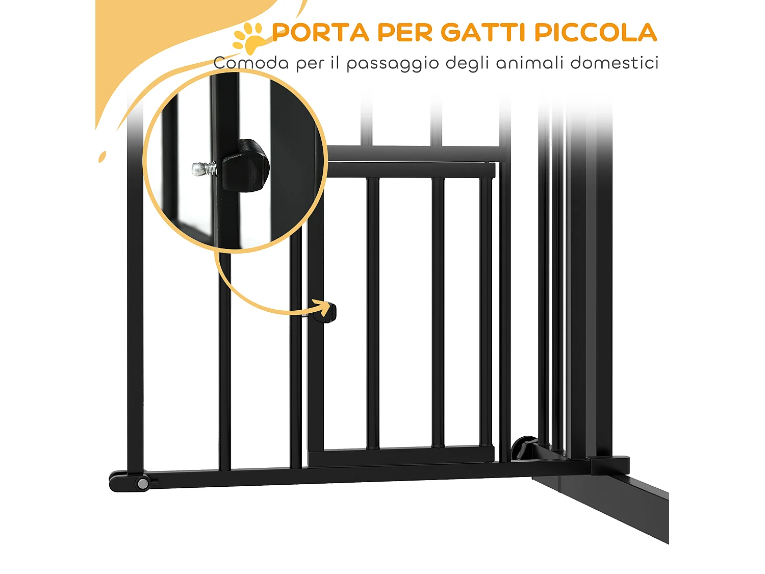 Cancellino per cani estensibile 74-100x76 cm in acciaio e pa nero