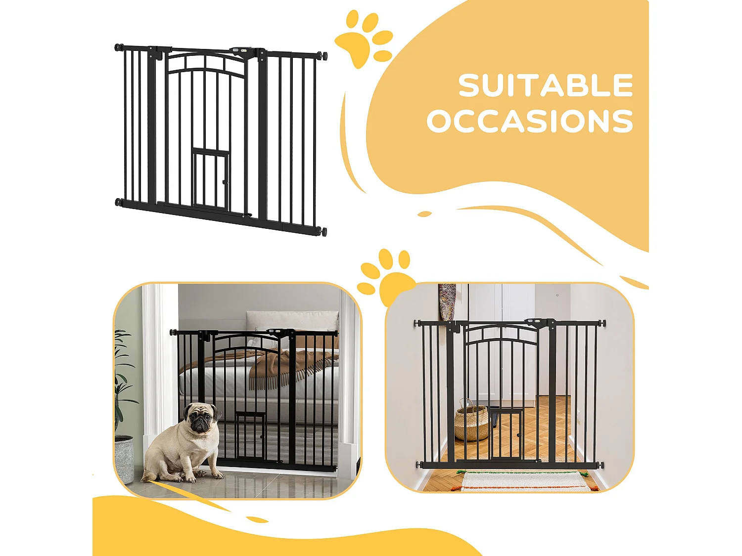 Cancellino per cani estensibile 74-100x76 cm in acciaio e pa nero