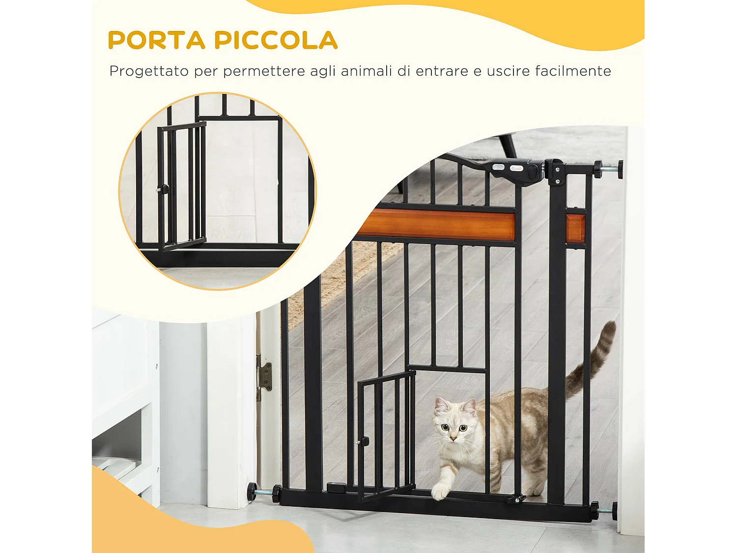 Cancellino per cani estensibile da 74-80cm con chiusura automatica nero