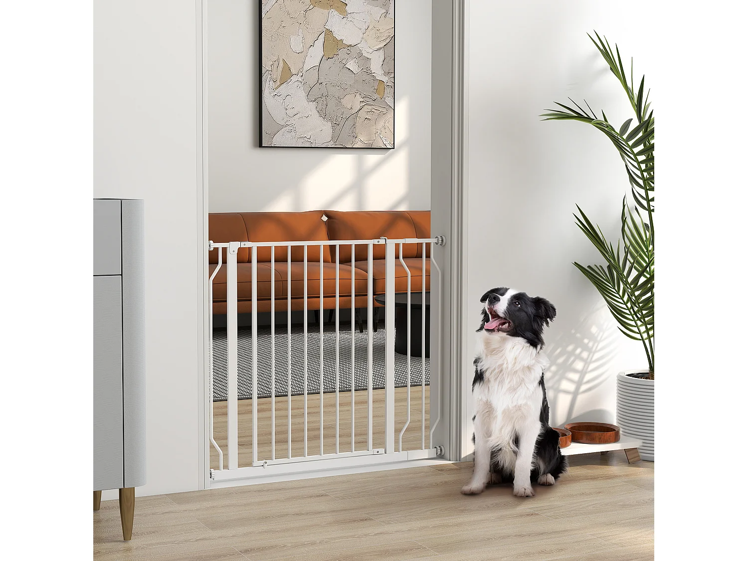 Cancelletto per cani a larghezza regolabile 76x75-95 cm bianco