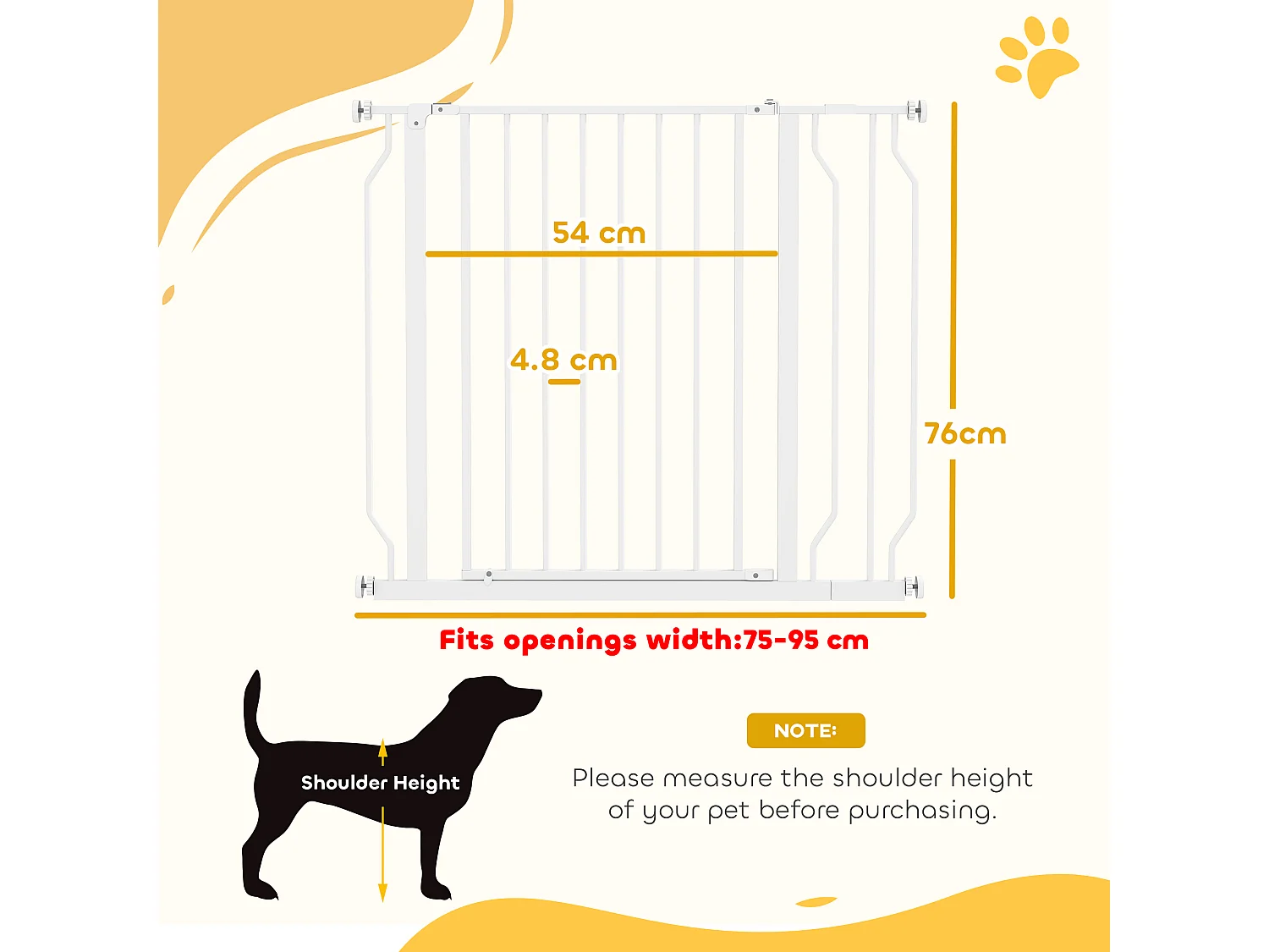 Cancelletto per cani a larghezza regolabile 76x75-95 cm bianco