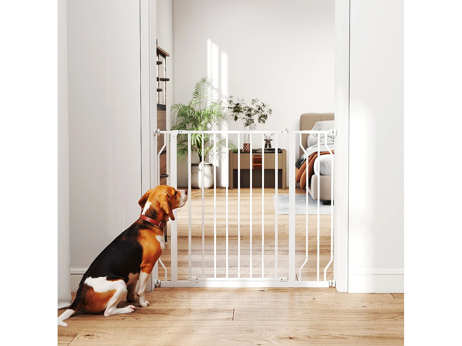 Cancelletto per cani a larghezza regolabile 76x75-95 cm bianco