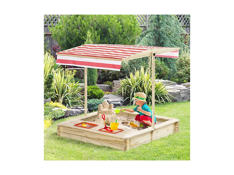 Sabbiera per bambini 3-8 anni in legno con tettuccio regolabile