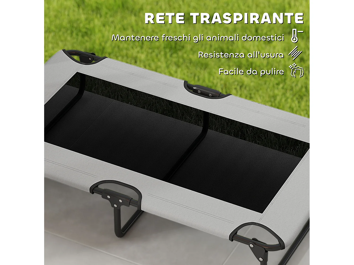 Letto per cani grandi pieghevole con tessuto a rete, 107x61x20cm, grigio