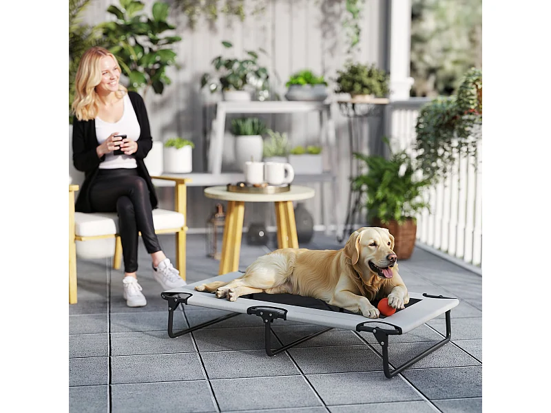 Letto per cani grandi pieghevole con tessuto a rete, 107x61x20cm, grigio