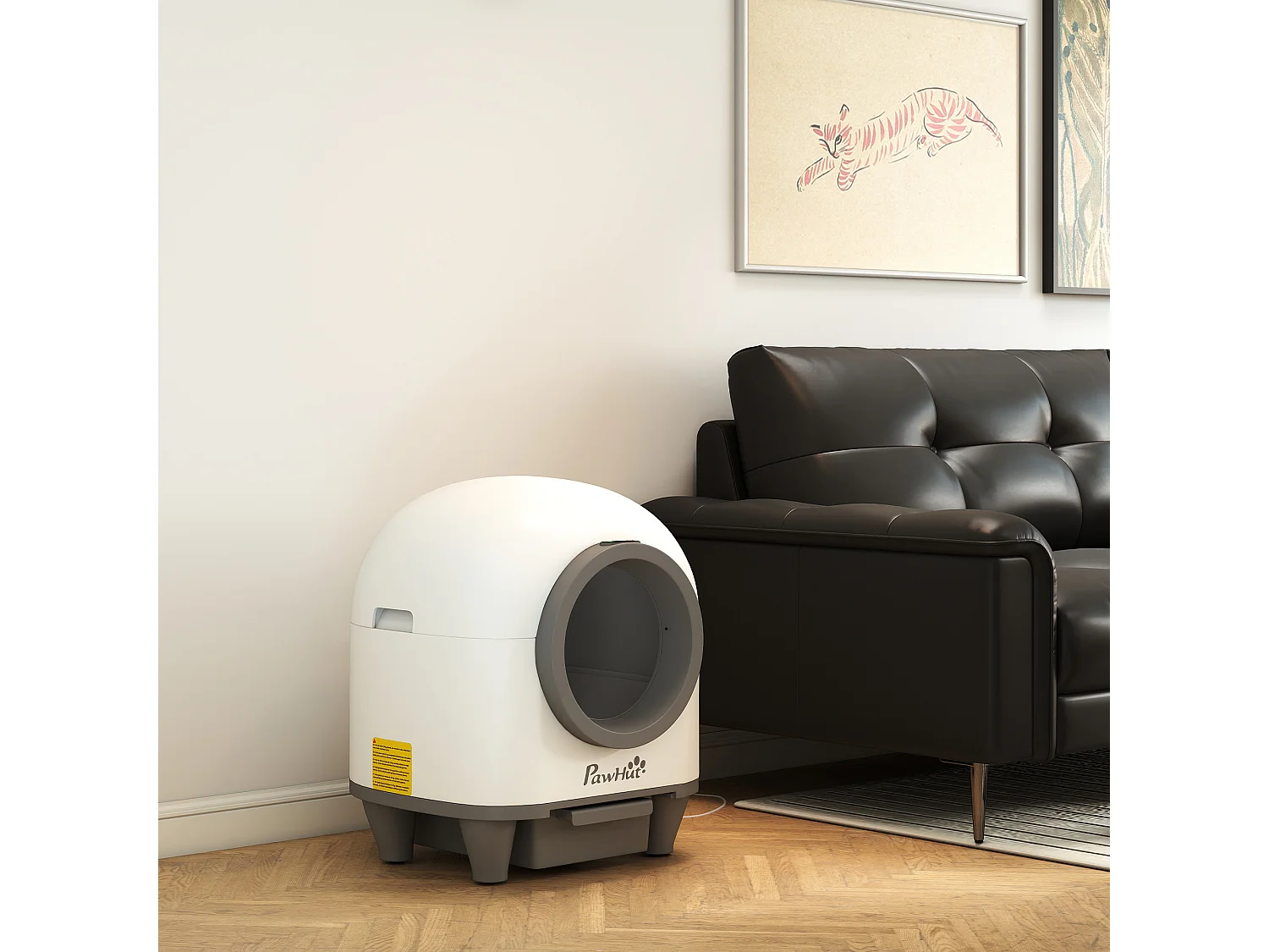 Lettiera autopulente da 80l per gatti 1-5 kg in pp bianco e grigio