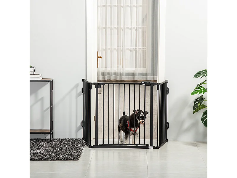 Cancellino di sicurezza pieghevole per cani con chiusura automatica nero