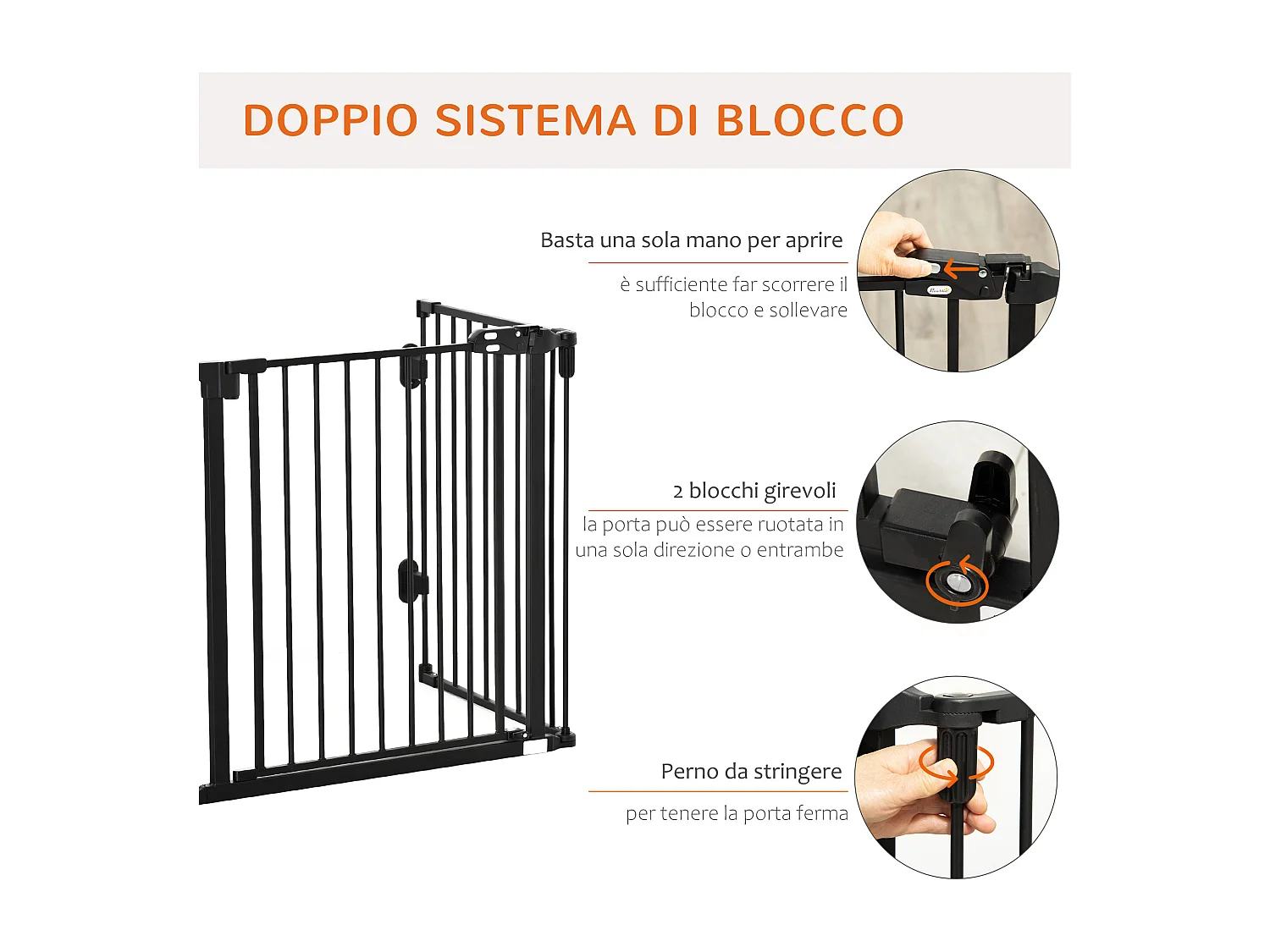 Cancellino di sicurezza pieghevole per cani con chiusura automatica nero