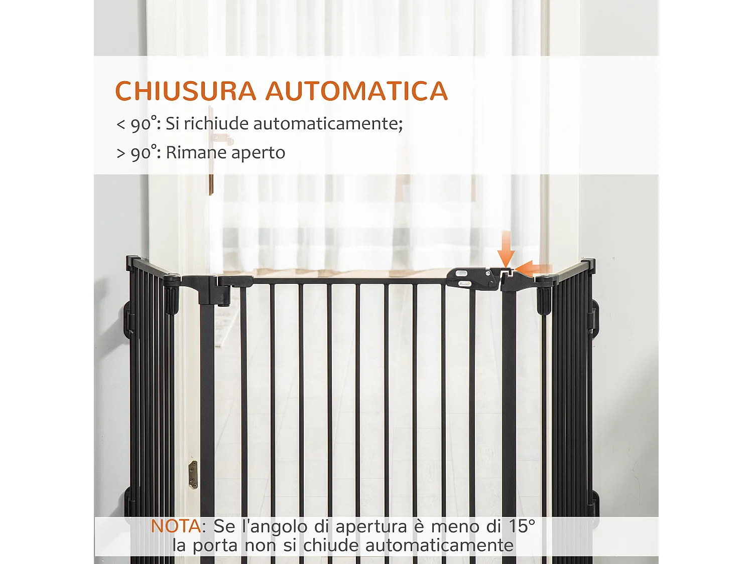 Cancellino di sicurezza pieghevole per cani con chiusura automatica nero