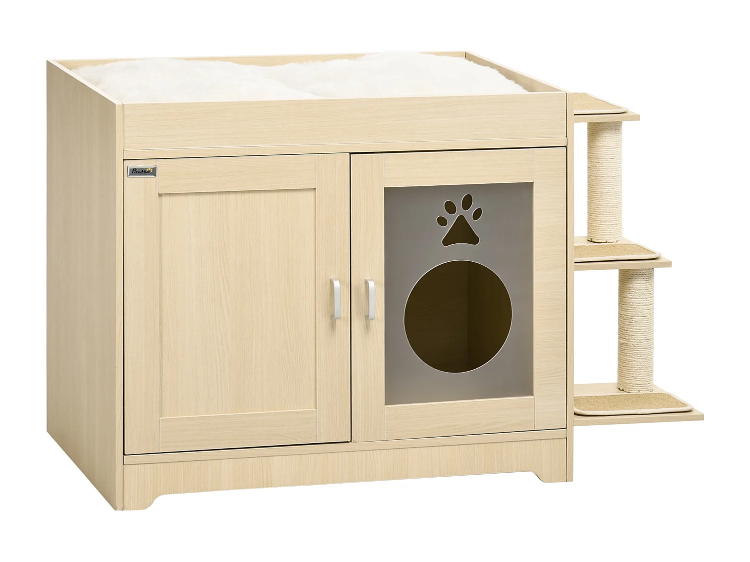 Mobile per lettiera casetta per gatti 2 in 1 con pali tiragraffi