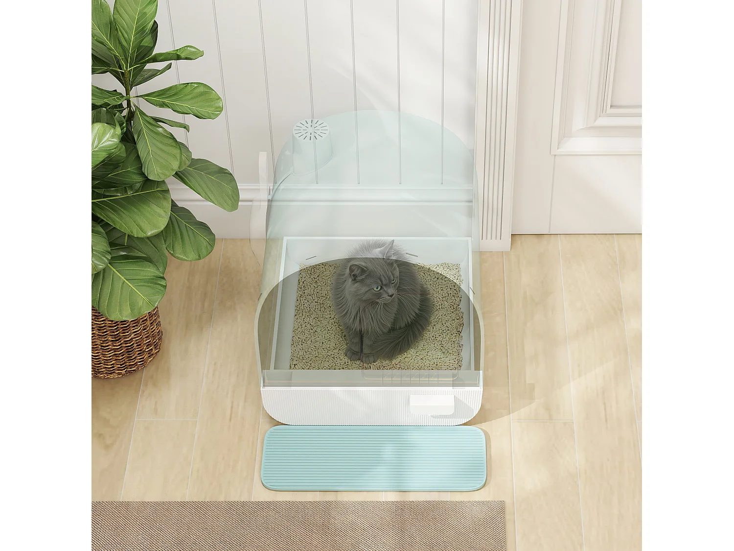 Lettiera per gatti chiusa con filtri paletta e vassoio removibile