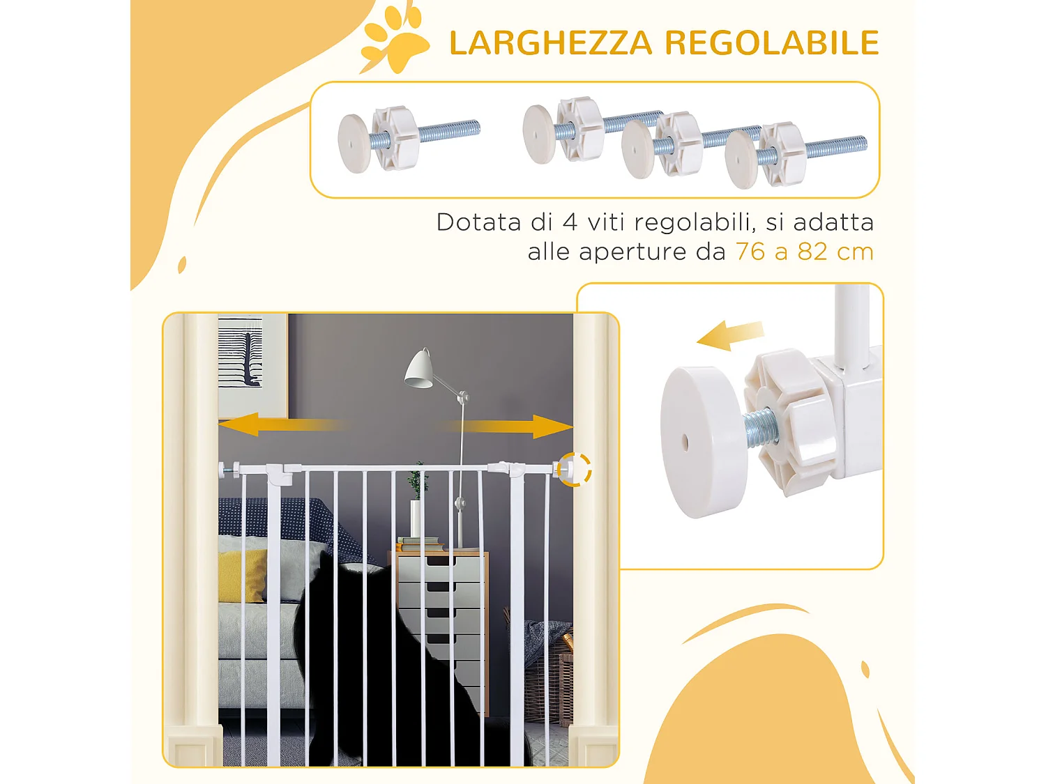 Cancelletto recinzione allungabile per porte e scale per cani animali 76