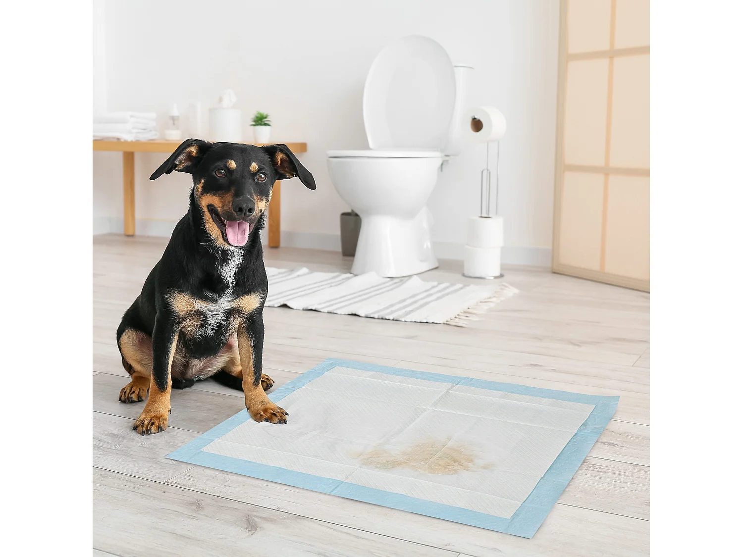 Set 80 tappetini igienici per cani a 6 strati 60x60 cm blu e bianco