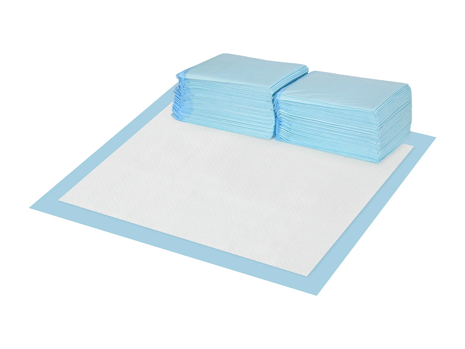 Set 80 tappetini igienici per cani a 6 strati 60x60 cm blu e bianco